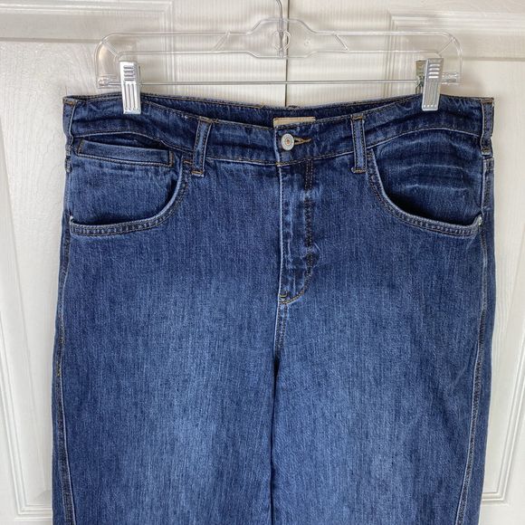 Pilcro Anthropologie 31 Jeans Wide Leg High Rise Blue Denim Dark Crop Cropped - Picture 4 of 5